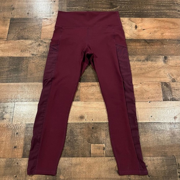 Fabletics Powerhold Burgundy Athletic Leggings - Picture 4 of 11